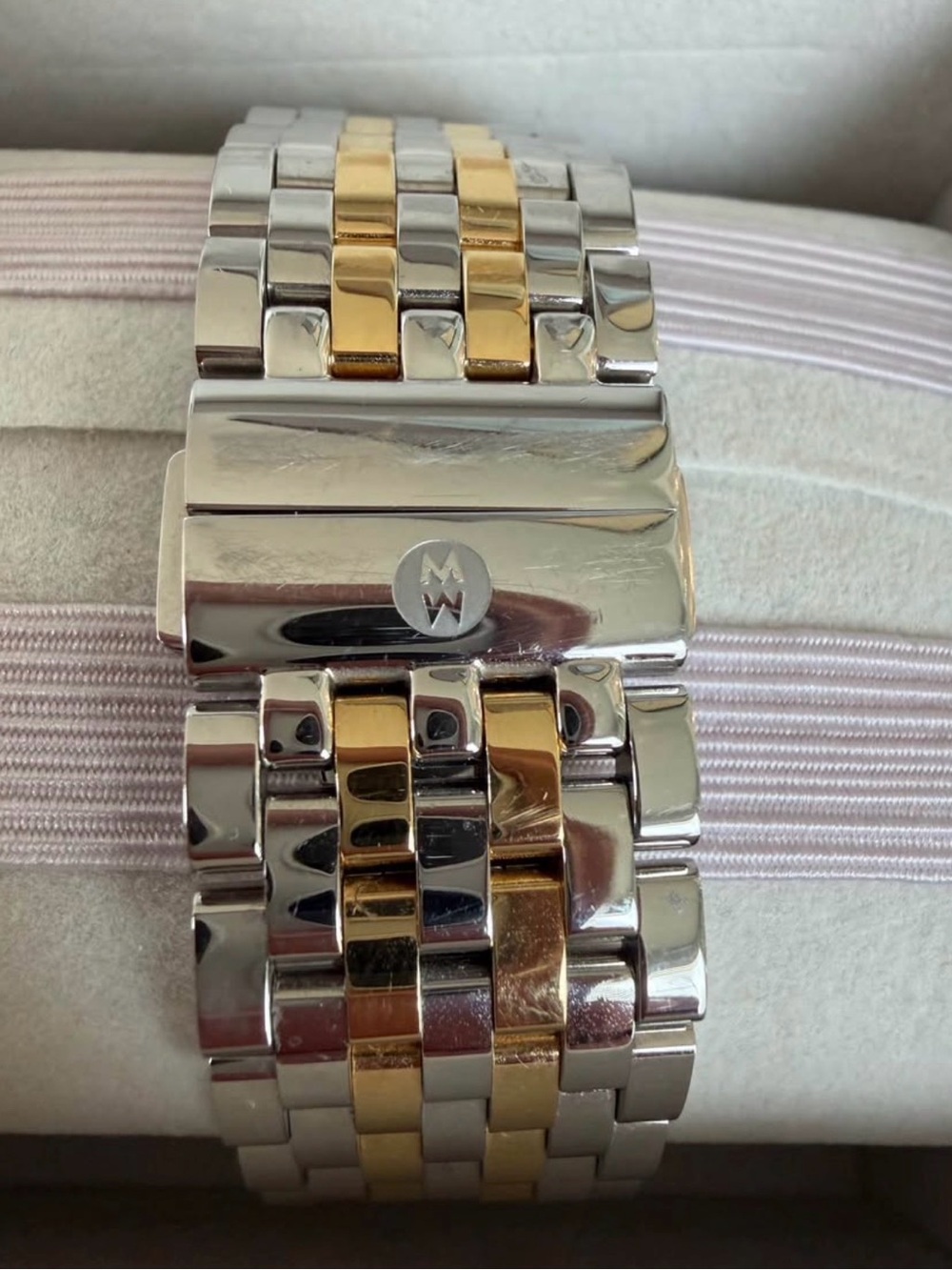 Michele Two-Tone Gold and Silver Rectangular Bracelet Watch - Picture 4 of 4